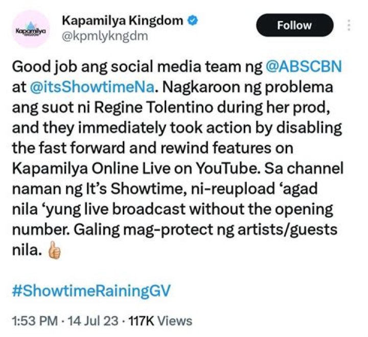 Regine Tolentino Showtime goes viral social media